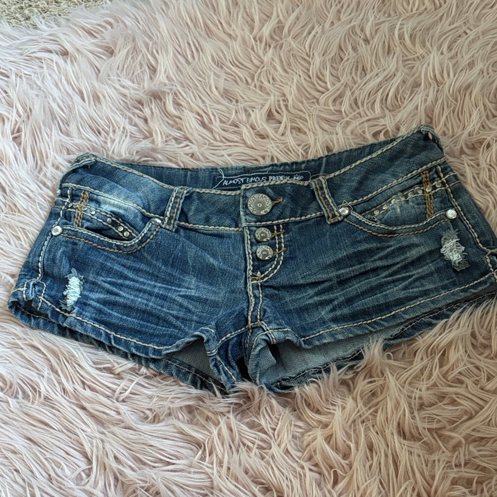 Almost Famous Distressed Blue Jean Shorts